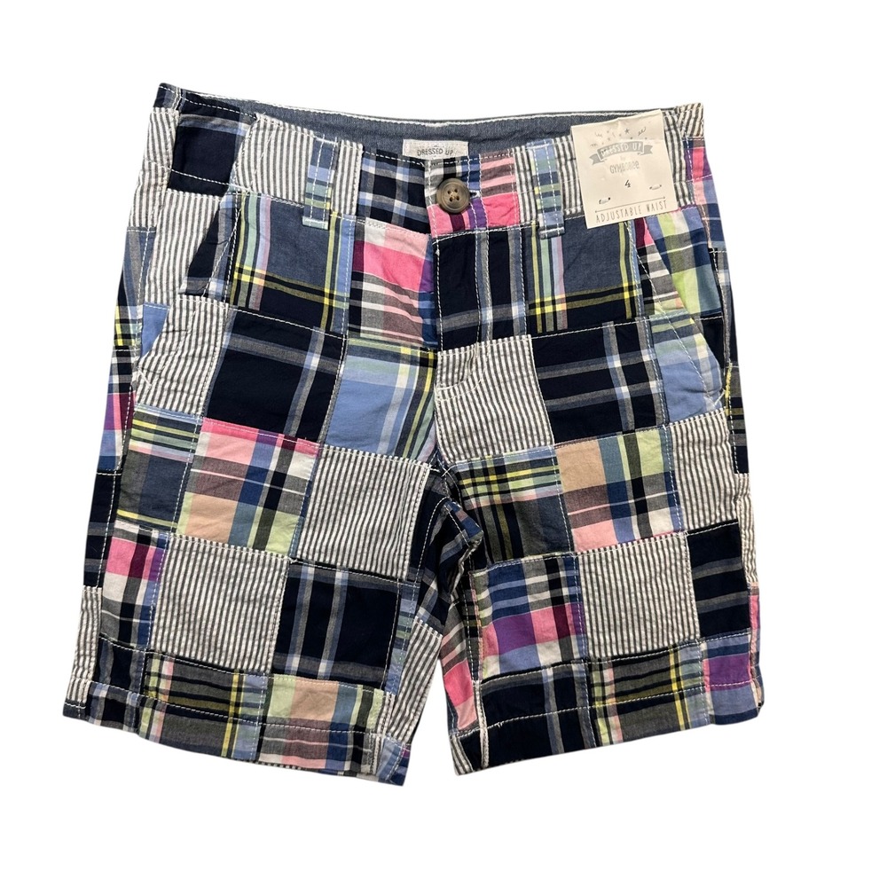 Gymboree Kids‎ Patchwork Plaid Shorts Adjustable Waist Size 4